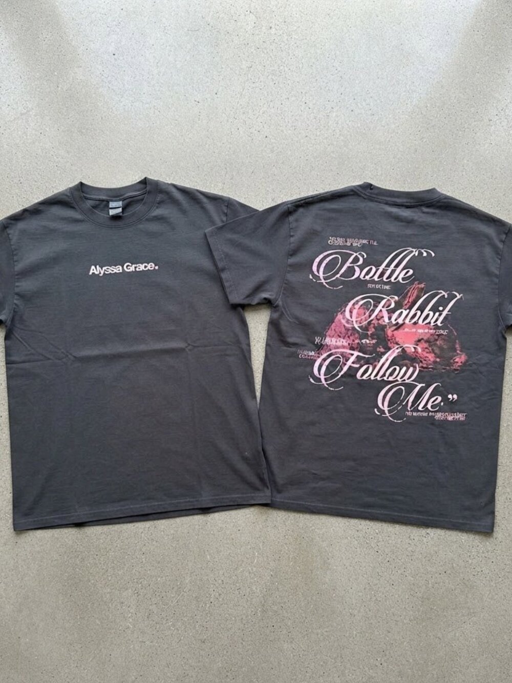 Alyssa Grace Bottle Rabbit Follow Me Tour Grey T-Shirt S-4XL